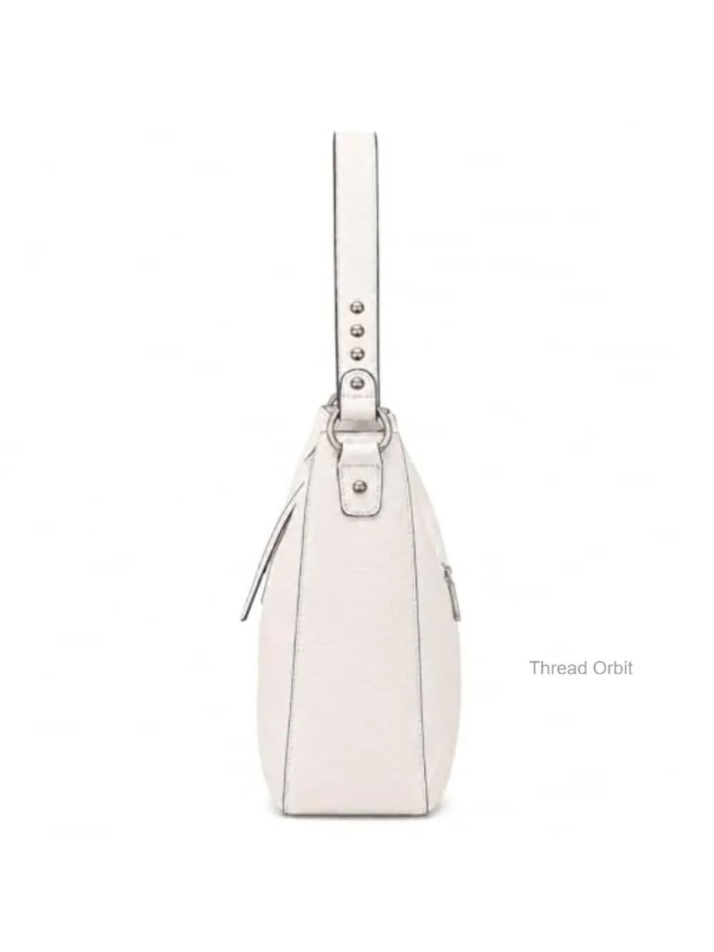 Studded Faux Leather Hobo Bag with Zip Closure, Detachable Crossbody Strap